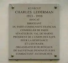 No 4 : plaque commémorative en l’honneur de Charles Lederman.