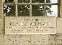 Plaque commémorative de Claude Bernard.