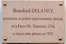 Plaque en hommage à Beauford Delaney.