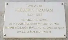 Plaques au n°70 rue de Vaugirard en hommage Frédéric Ozanam.