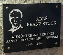 Plaque en mémoire de Franz Stock.