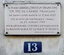 Plaque au no 13.