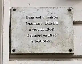 No 22 : plaque en hommage à Georges Bizet.