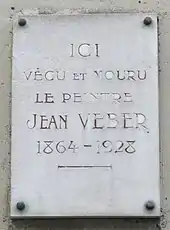 Plaque au no 149 pour Jean Veber.