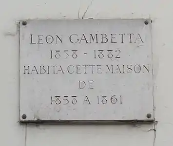 Plaque 7, rue de Tournon (Paris), où il vit de 1858 à 1861.