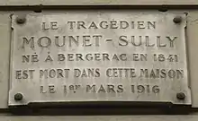 Plaque au no 1.