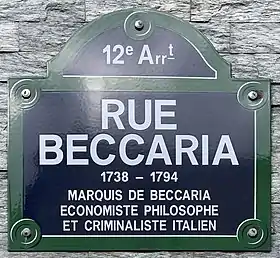 Plaque de rue de la rue Beccaria (Paris)