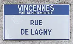 Plaque de la rue à Vincennes.