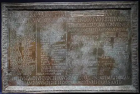 Plaque en bronze du mithréum de Virunum (fac-similé).