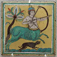 Plaque représentant un centaure, émail champlevé sur cuivre doré, 1160–1170, Musée du Louvre
