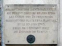 Cimetière Sainte-Marguerite, où étaient inhumés les guillotinés de la place de la Bastille.