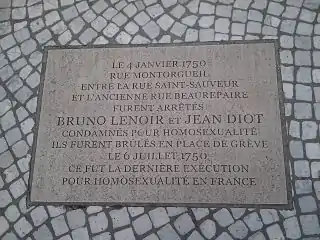 No 73 : plaque en mémoirede Jean Diot et Bruno Lenoir.