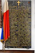 Plaque commémorative dans l'église.