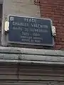 Plaque de rue place Charles-Valentin à Dunkerque.