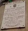 Plaque en souvenir de Louis Mahuziès Maire de Castres (1835-1844).