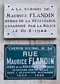 Plaque de rue et plaque en hommage à Maurice Flandin, en janvier 2019.