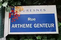 Plaque de la rue Arthème-Genteur.