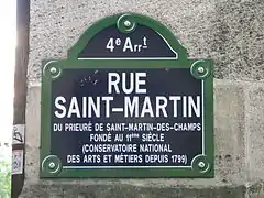 Plaque de rue de la rue Saint-Martin à Paris.