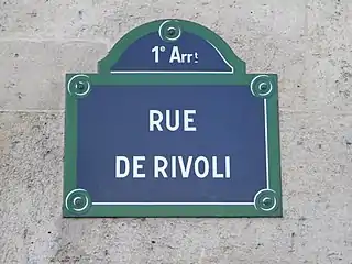 Plaque rue de Rivoli.