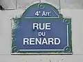 Plaque de rue de la rue du Renard.