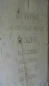 Plaque sépulture d'Augustin César François de Cheppe