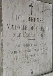 Plaque sépulture de Raymonde Jeanne Elisa Lecarpentier