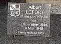 Plaque tombale d'Albert Lefort, ancien maire de L'Hôpital de 1944 à 1945