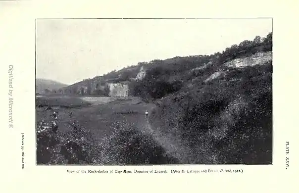 Abri du Cap Blanc dans la vallée de la Grande Beune, 1912.