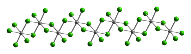 Représentation d'une chaîne de (PtCl4)∞ à partir de la structure cristalline du chlorure de platine(IV)