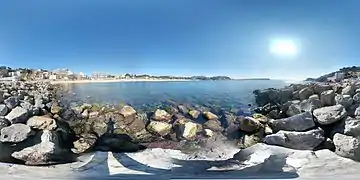 Vue panoramique de la plage.