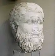 Tête d'une statue de Platon. Marbre, vers -340/-300