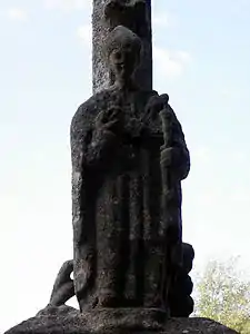 Statue, calvaire de la chapelle St-Germain, Plogastel(Côtes-d'Armor, Bretagne)