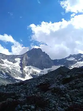 Vue du sommet depuis le fond du vallon des Étages.