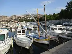 Barquette marseillaise, pointu, et bette provençale, du port de L'Estaque de Marseille.