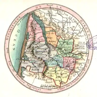 Carte de la Gironde en 1792.