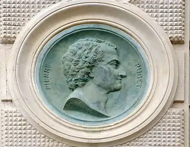 Philippe Poitevin, portrait en médaillon de Puget, bronze, musée des beaux-arts de Marseille.