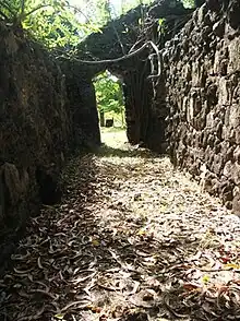 Couloir latéral occidental et porte nord de la mosquée de Polé (Petite Terre), XVe – XIXe siècle.