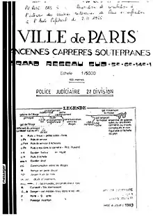 Extrait de plan des catacombes de paris de la police judiciaire en 1983