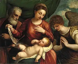 Sainte Famille avec un Ange, v. 1540. (Collection privée)