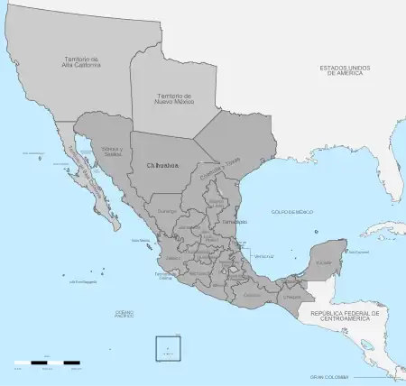 Carte du Mexique en 1824