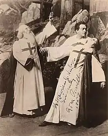 Jose Mardones, Enrico Caruso, et Rosa Ponselle dans La forza del destino, opéra de Giuseppe Verdi.