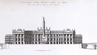 Germain Boffrand, place Louis-XV avec un arc de Triomphe sur le pont Neuf.