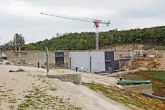 Le barrage sans eau durant les travaux de 2015.