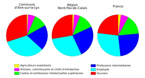 Diagrammes circulaires représentant les données du tableau précédent