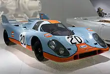 la Porsche 917K de Joseph Siffert exposée au musée Porsche de Stuttgart.