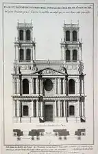 Projet de façade dessinée par Louis Le Vau au XVIIe siècle.