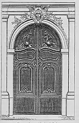 Porte cochère, rue du Bac, style Pompadour-Louis XV, gravure d'Auguste-Emmanuel Hotin (1891).