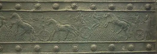 Chars franchissant des montagnes en Urartu, campagne de 858 av. J.-C.