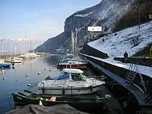 Photographie montrant le port de Meillerie en hiver