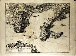 Le fort situé sur une carte du XVIIIe siècle.